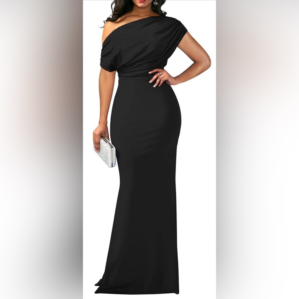 Women's Elegant Sleeveless Off Shoulder Bodycon Long Formal Party Evening Dress